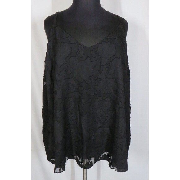 Torrid Black Chiffon Clip Floral Swing Tank -Lined- Plus Size 5X 28 - Picture 6 of 10